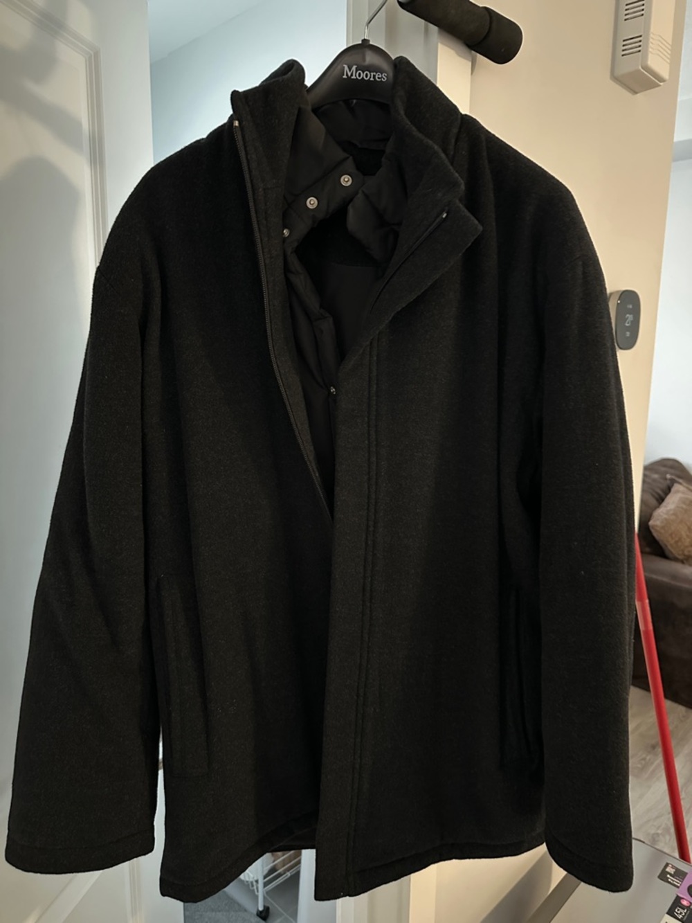 Men's Black Pea Coat - Wool-Blend Overcoat by Mantles